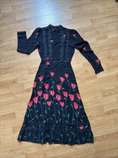 Vintage Style Reformation Holland Tulip Dress Black Lace 70S S 4 6 MSRP $275+