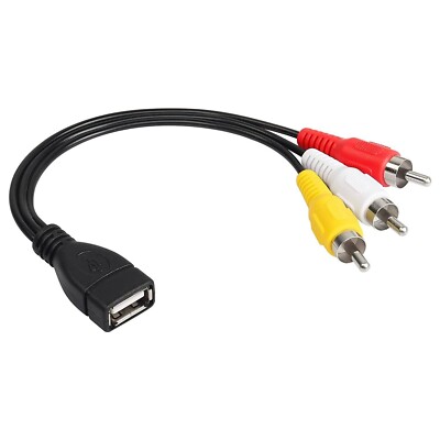 D48 USB auf 3 Cinch-Kabel USB 2.0 Buchse auf 3 Cinch-Stecker AV Audio Video 30cm
