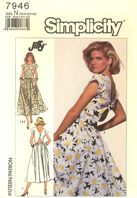 Simplicity 7946 Dress w Cap Sleeves, Pockets & Back Button Closure Sz 10-14 UC