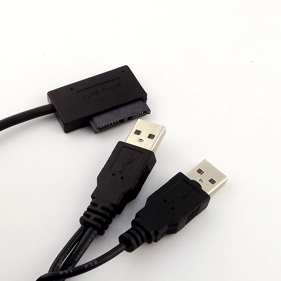Dual USB 2.0 Convert Slimline SATA 7+6pin Adapter Easy To Drive Cable for PC - Image 2 of 4