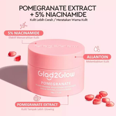 Glad2glow Pomegranate 5% Niacinamide Brightening Moisturizer 30g
