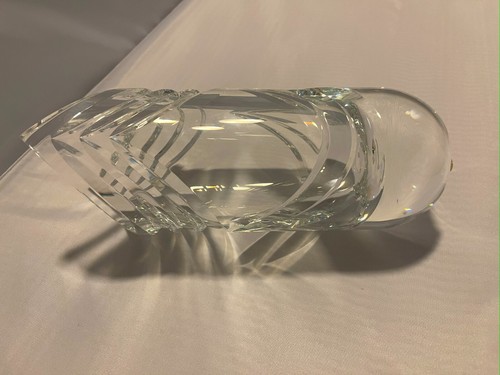 Vintage Vase Ancient Dynasty HOYA 1980's Fumio Sasa Clear Swag Cut Discontinued - Picture 14 of 16