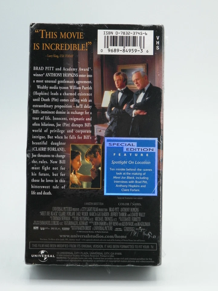 Meet Joe Black Special Edition VHS 2 Tape Set New Sealed - Image 2 of 4