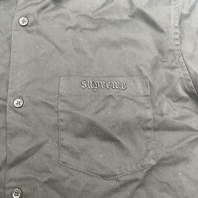 Supreme Black Croc Patch Appliqué Logo Short Sleeve Work Shirt