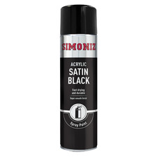 Simoniz Satin Black Acrylic Car Spray Paint Aerosol Smooth Finish 500ml