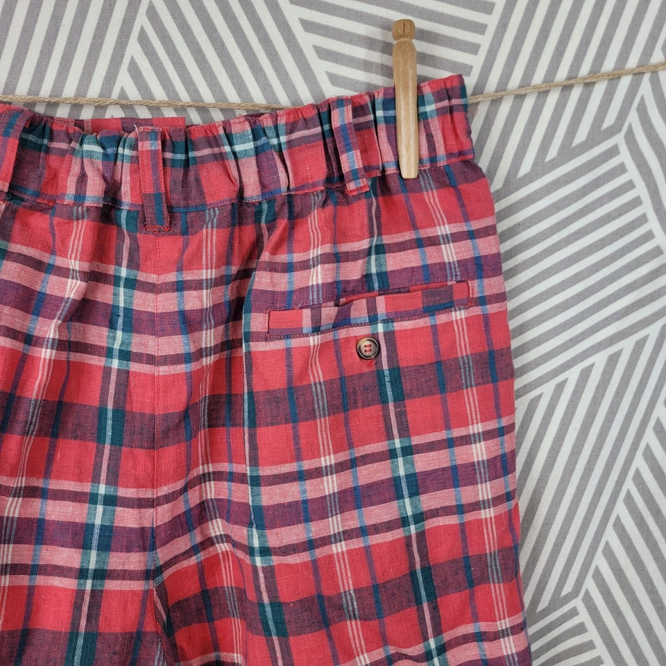 复古妈妈短裤 10/12 码休闲格子女式高腰格子红色弹力  — 第 4/4 张图片