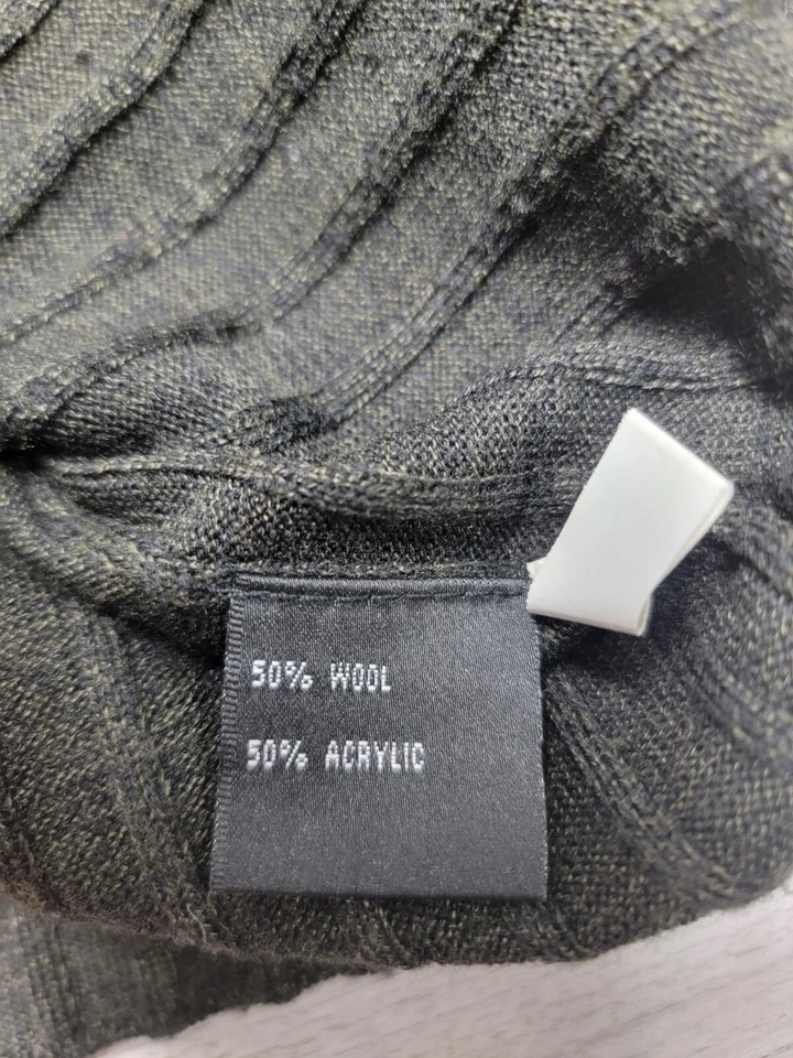 Suéter Jhane Barnes Mezcla de Lana L Negro Acanalado Tejido Cuello Simulado Pullover Informal Foto 4 de 4