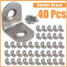 40Pcs L-Shaped Bracket Corner Brace Sets Stainless Steel 90 Degree Right Angle