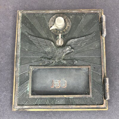 Antique U.S. Post Office Mail Box Door #158 Flying Eagle Brass Combination Lock
