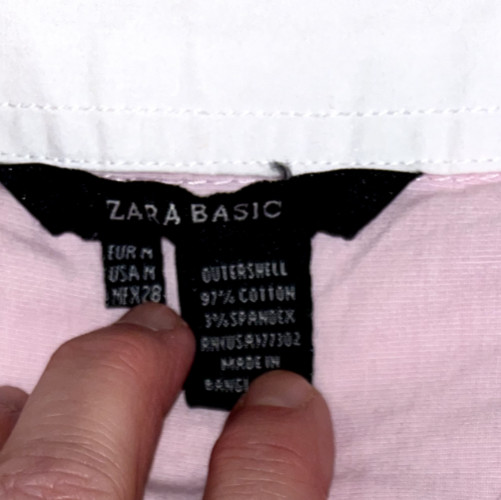 Zara Basic Womens Button Up Shirt Light Pink Whit… - image 3
