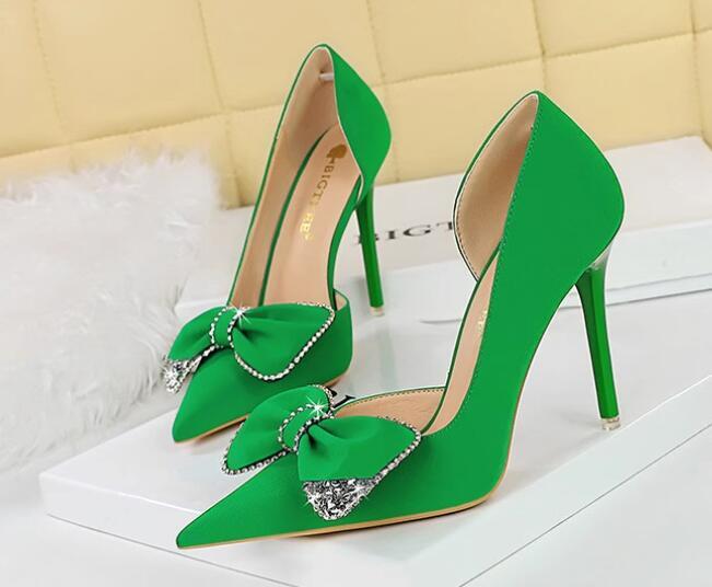 Womens New Fashion Sexy Pointy Toe Diamante Bowknot Dress Shoes Party High  Heel | eBay