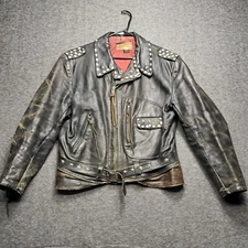 Vintage 50s Sears Horsehide Leather Motorcycle Jacket D Pocket Customized RARE