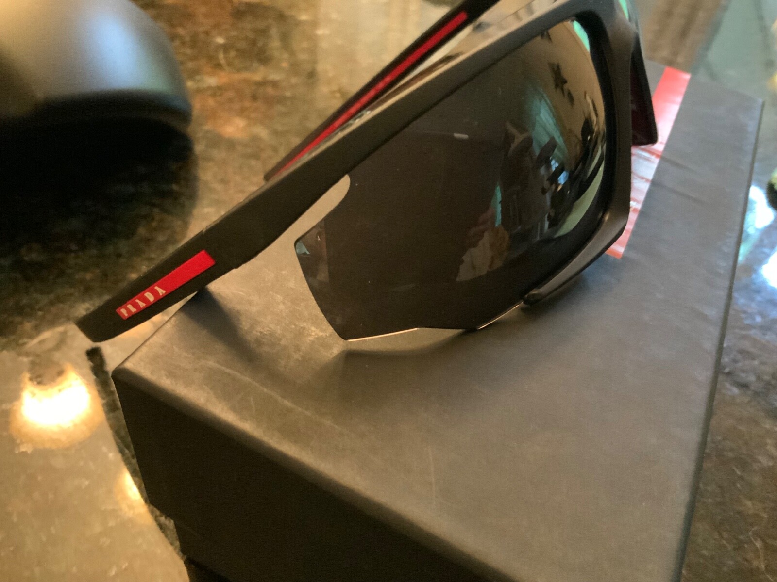 Prada Linea Rossa Sunglasses SPS 07Y 13K-05U Matte Black on Matte Blue w/case image 2