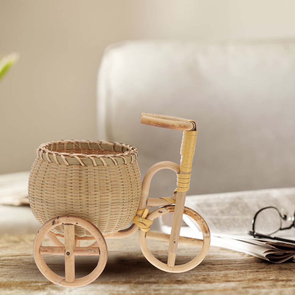 Mini Bamboo Tricycle Pencil Blue Dried Fruit Basket Refreshment Baskets
