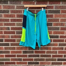 Nike Teal Blue Neon Green Black Colorblock Athletic Shorts