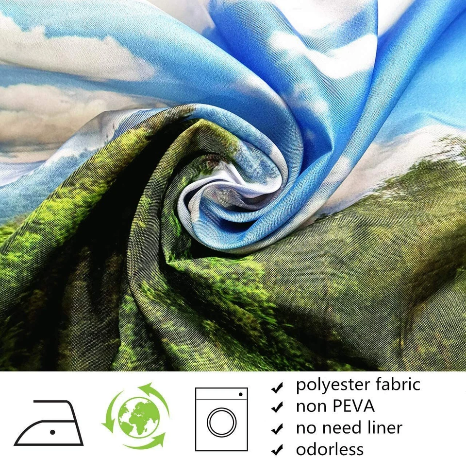 Spring Green Leaves White Minimalist Shower Curtain Bathroom Accessories Set - Image 4 of 4