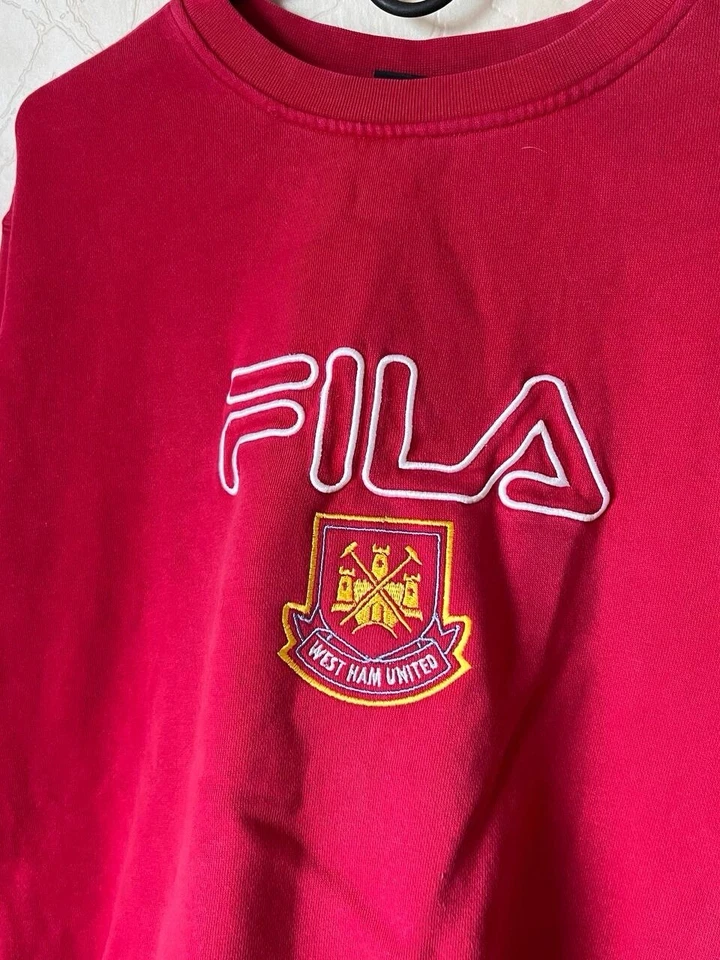 SUDADERA DE FÚTBOL DE ENTRENAMIENTO WEST HAM UNITED FILA VINTAGE CUELLO REDONDO SOOKER TALLA S Foto 4 de 4