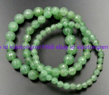 Faceted 4/6/8/10mm Natural Green Aventurine Round Beads Elastic Bracelet 7.5''