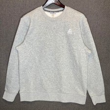 Reebok Gray Crewneck Sweatshirt L Basic Logo Pullover Fleece Cotton Blend