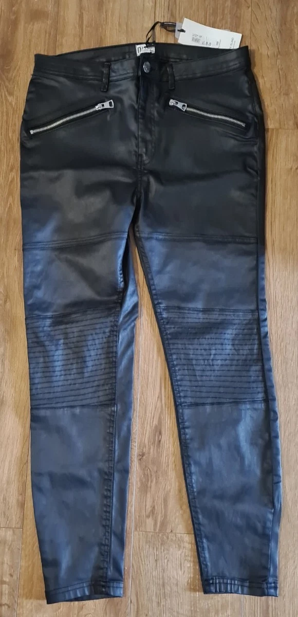 River Island Women s Wet Look Coated Jeans Size 16R BNWT