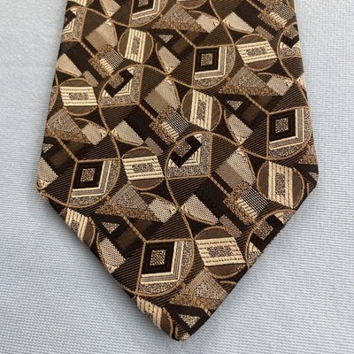 Vtg 90s 100% Silk Tie Robert Talbott Best Class Art Deco Pyramid Woven Gray 4x59