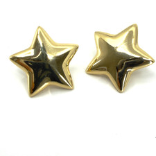 14K Yellow Gold Puffed Star Stud Earrings 5g ...