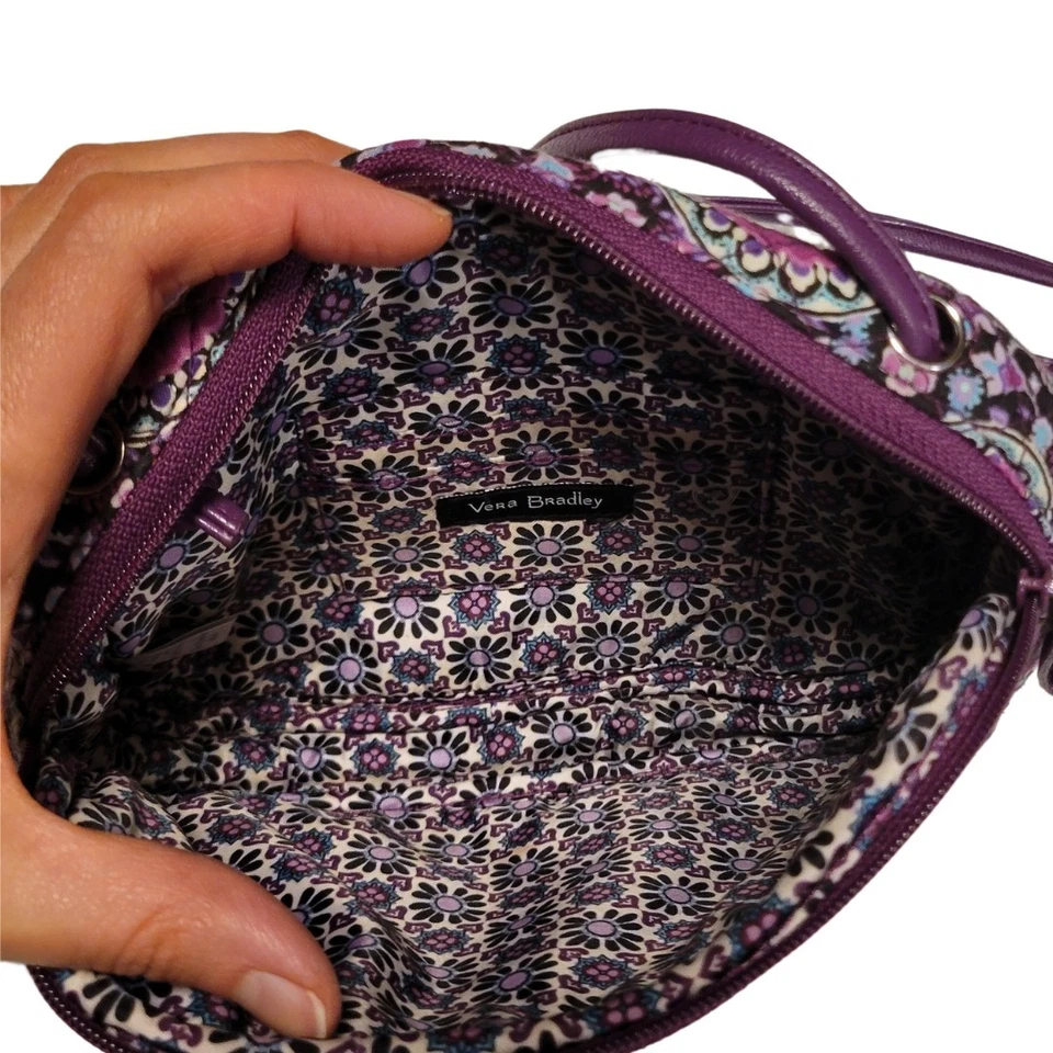 Vera Bradley RFID Little Crossbody Bag Purse Lilac Medallion Purple Floral - Image 4 of 4