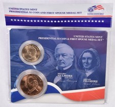 2010 Presidential Dollar & First Spouse Medal Set - Millard & Abigail Fillmore 