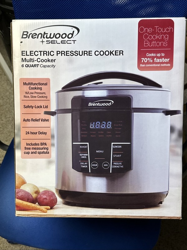 Brentwood Electric Pressure Cooker 6 Quart Capacity