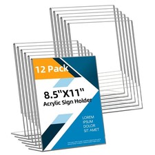 12 Pack Acrylic Sign Holder 8.5x11 Inches, Clear Plastic Table Paper Display ...