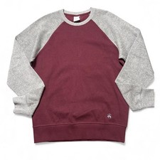 Brooks Brothers Mens Raglan Sleeve Burgundy Gray Crewneck Sweatshirt M Preppy