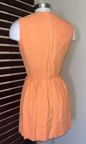 1960s 60s Vintage Orange Metallic Silver Paisley Trim V-Neck Mini Mod Dress - S, $68 - Photo 8