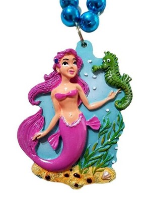 Mermaid and Seahorse Mardi Gras Beads Party Favor Necklace