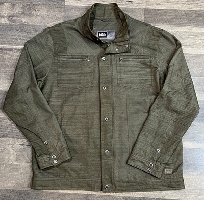 REI Mens XL Thorofare Green Nylon Poly Twill Field Jacket
