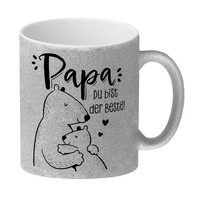 Papa BäR Geschenk Geburtstag Glitzer-Kaffeebecher Mit Spruch Papa Du Bist Der