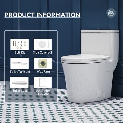 HOROW One Piece Toilet with 17.3'' ADA Chair Seat Elongated Dual Flush 1.1/1.6GPF