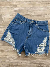 Topshop High Rise Mom Jean Shorts Raw Hem Women s Size 6