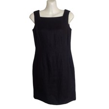Talbots Sleeveless Lined Linen Shift Dress, Size 2, Black