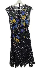 Karen Millen Floral Polkadot Lace Dress Black Size UK 6 XS Embroidered Lined