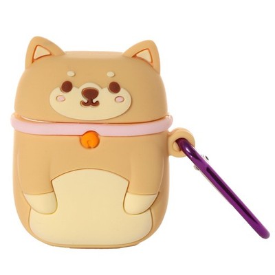 Puckator Silikon Ohrhörerhülle 3D Shiba Inu Beige Wireless Earbuds Case Tasche