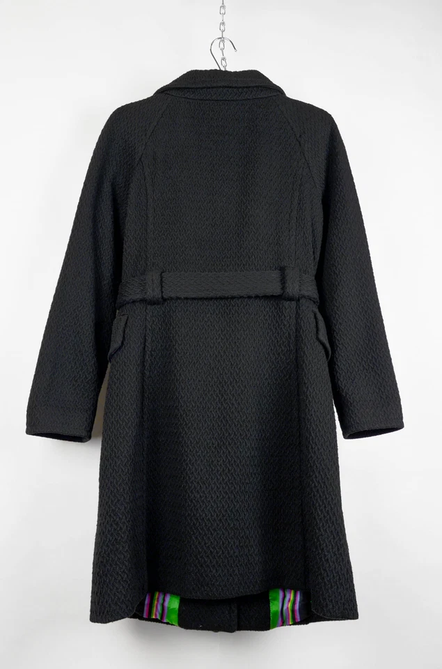 Dolce & Gabbana D&G Black Wool Blend Coat with Belt – Floral Lining – Size M - Image 2 of 4