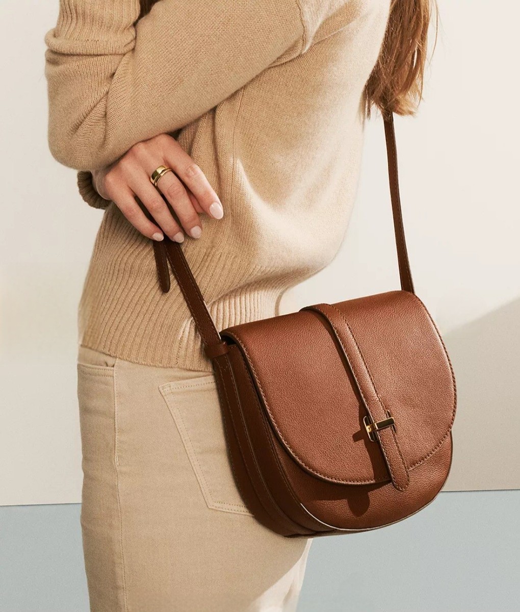 Fossil Emery Medium Brown Leather Crossbody Bag, Gold Hardware