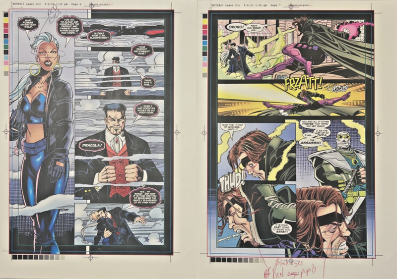 Mutant X Iss.#23 pgs.6&7 (2000) Original Laser Comic Art Color Guide Ororo/Storm