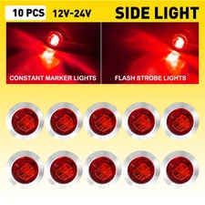 Red LED Marker Light 3/4" Side Clearance indicator Strobe Flash Signals 12V-24V