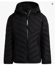 Reebok Girl s Hooded Winter Jacket Weather Resistant Puffer Black Size 14-16
