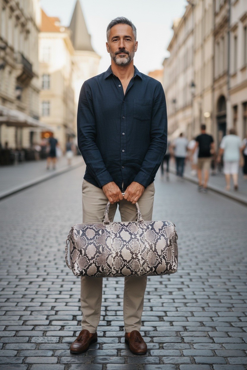 Hand Made Python Duffle Bag - image 4