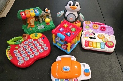 Large lot of 6 interactive baby and toddler learning toys VTech and Fisher-Price