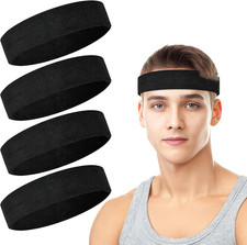 4 Pack Cotton Terry Sweat Headbands for Men Women Running Gym 4 pack soft cott