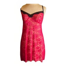 Secret Treasures Babydoll Lingerie Small Lace Sheer Nightie Sleepwear Red Black
