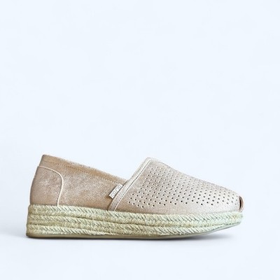 Bobs from Skechers Women Rose  Gold Memory Foam Espadrilles Shoes 9.5 NEW